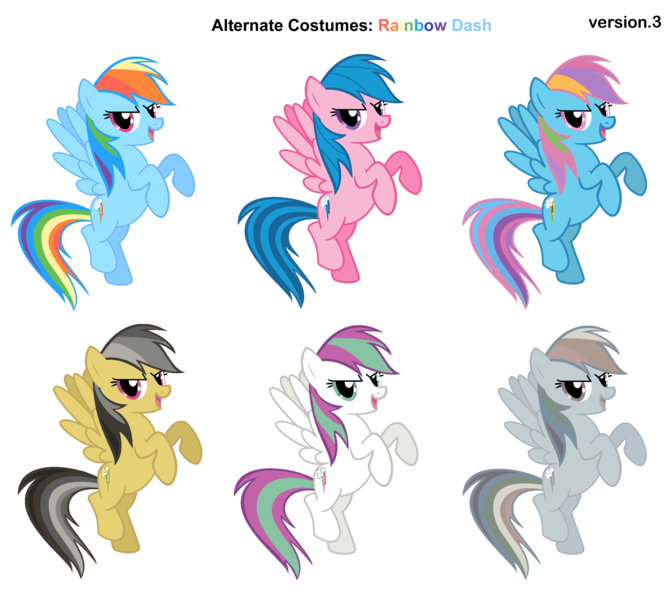 Size: 2900x2600 | Tagged: safe, artist:nethear, artist:pika-robo, derpibooru import, blossomforth, daring do, firefly, rainbow dash, rainbow dash (g3), pegasus, pony, alternate costumes, discorded, female, flying, g1, g1 to g4, g3, g3 to g4, g4, generation leap, mare, palette swap, race swap, recolor, simple background, transparent background, vector