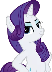 Size: 3161x4358 | Tagged: safe, artist:ironm17, derpibooru import, rarity, pony, unicorn, fake it 'til you make it, bipedal, hooves on hips, looking at you, pose, simple background, smiling, smug, solo, transparent background, vector