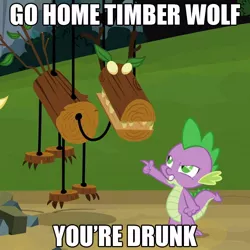 Size: 700x700 | Tagged: derpibooru import, drunk, go home you're drunk, safe, spike, spike at your service, timber wolf puppet