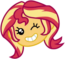 Size: 8673x7940 | Tagged: safe, artist:famousmari5, derpibooru import, sunset shimmer, equestria girls, equestria girls series, game stream, spoiler:eqg series (season 2), absurd resolution, cute, emoji, female, head only, one eye closed, shimmerbetes, shimmercode, simple background, smiling, solo, sunset gamer, transparent background, vector, wink