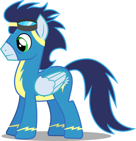 Size: 2411x2499 | Tagged: safe, artist:frownfactory, derpibooru import, soarin', pony, newbie dash, .svg available, clothes, goggles, male, simple background, solo, stallion, svg, transparent background, uniform, vector, wings, wonderbolts, wonderbolts uniform