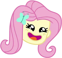 Size: 8024x7595 | Tagged: safe, artist:famousmari5, derpibooru import, fluttershy, equestria girls, equestria girls series, game stream, spoiler:eqg series (season 2), absurd resolution, emoji, happy, head only, open mouth, simple background, solo, transparent background, vector