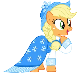 Size: 3177x3000 | Tagged: safe, artist:cloudyglow, derpibooru import, applejack, earth pony, pony, a hearth's warming tail, .ai available, clothes, dress, female, hat, mare, simple background, smiling, solo, transparent background, vector