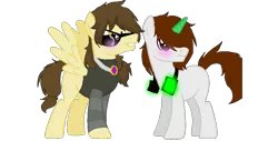 Size: 920x466 | Tagged: safe, artist:lolhooplacatz, derpibooru import, oc, oc:deadlox, oc:sky (minecraft), ponified, pegasus, pony, unicorn, clothes, deadlox, headphones, jewelry, mcyt, minecraft, necklace, non-mlp oc, ponified oc, shirt, skydoesminecraft, skylox, team crafted, youtube