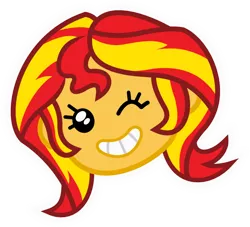 Size: 660x600 | Tagged: safe, artist:seahawk270, derpibooru import, sunset shimmer, equestria girls, equestria girls series, game stream, spoiler:eqg series (season 2), avatar, cute, emoji, female, head only, looking at you, one eye closed, shimmerbetes, simple background, smiling, solo, transparent background, vector, wink