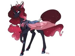 Size: 2732x2048 | Tagged: safe, artist:ask-y, derpibooru import, oc, oc:lilith (marbola), changepony, hybrid, pony, female, offspring, parent:pharynx, parent:princess luna, parents:lunarynx, simple background, solo, transparent background