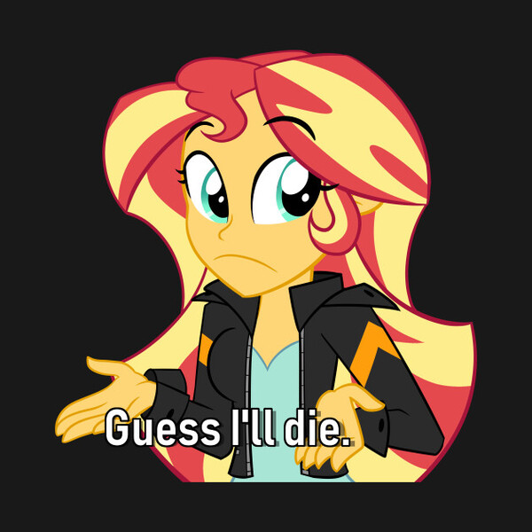 Size: 630x630 | Tagged: safe, artist:wubcakeva, derpibooru import, sunset shimmer, equestria girls, guess i'll die, meme