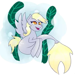 Size: 1407x1403 | Tagged: artist:kiwiscribbles, derpibooru import, derpy hooves, heart eyes, race swap, safe, seapony (g4), solo, wingding eyes