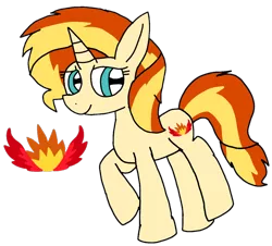 Size: 1194x1080 | Tagged: safe, artist:徐詩珮, derpibooru import, oc, oc:blaze shimmer, pony, unicorn, female, mare, next generation, offspring, parent:fire streak, parent:sunset shimmer, parents:sunsetstreak, simple background, solo, transparent background