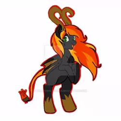 Size: 600x600 | Tagged: safe, artist:shadowslayer23, derpibooru import, oc, oc:hellfire (ice1517), unofficial characters only, demon, demon pony, original species, pony, bat wings, deviantart watermark, female, horns, mare, obtrusive watermark, open mouth, raised hoof, rearing, simple background, solo, watermark, white background, wings