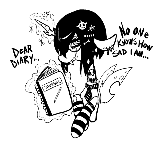 Size: 721x621 | Tagged: artist:goatsocks, changeling, clothes, derpibooru import, emo, goth, it's not a phase mom it's who i am, oc, safe, socks, solo, unofficial characters only