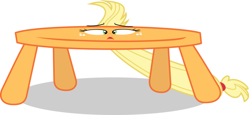 Size: 5000x2308 | Tagged: safe, artist:brutalweather studio, artist:luckreza8, derpibooru import, applejack, earth pony, pony, .svg available, apple thief (animation), inanimate tf, not salmon, objectification, simple background, solo, table, tablejack, transformation, transparent background, vector, wat