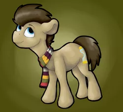 Size: 3687x3357 | Tagged: safe, artist:rysunkowasucharia, derpibooru import, doctor whooves, time turner, earth pony, pony, clothes, cute, doctorbetes, ear fluff, fourth doctor's scarf, male, no catchlights, scarf, solo, stallion