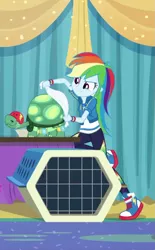 Size: 659x1062 | Tagged: safe, derpibooru import, screencap, rainbow dash, tank, best in show: the pre-show, equestria girls, equestria girls series, spoiler:eqg series (season 2), cropped, geode of super speed, magical geodes