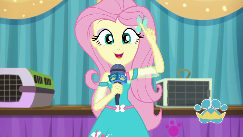 Size: 1920x1080 | Tagged: safe, derpibooru import, screencap, fluttershy, best in show: the pre-show, equestria girls, equestria girls series, spoiler:eqg series (season 2), magical geodes, microphone