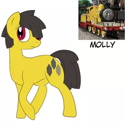 Size: 1024x1023 | Tagged: safe, artist:wolftendragon, derpibooru import, oc, ponified, earth pony, pony, female, mare, molly (thomas the tank engine), simple background, solo, thomas the tank engine, white background