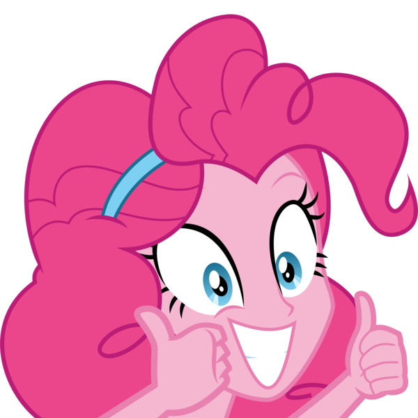 Size: 3330x3330 | Tagged: safe, artist:wissle, derpibooru import, pinkie pie, equestria girls, equestria girls series, the craft of cookies, spoiler:eqg series (season 2), female, grin, happy, high res, simple background, smiling, solo, thumbs up, transparent background, vector