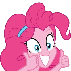 Size: 3330x3330 | Tagged: safe, artist:wissle, derpibooru import, pinkie pie, equestria girls, equestria girls series, the craft of cookies, spoiler:eqg series (season 2), female, grin, happy, high res, simple background, smiling, solo, thumbs up, transparent background, vector