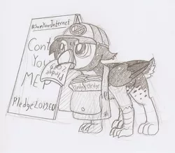 Size: 927x813 | Tagged: safe, artist:ravenpuff, deleted from derpibooru, derpibooru import, oc, unofficial characters only, gryphon, article 13, politics, #saveyourinternet, solo, traditional art