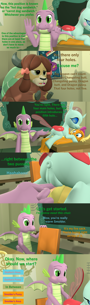 Size: 1920x6480 | Tagged: 3d, all fours, anus, artist:papadragon69, bisexual, blushing, chair, changedling, changeling, choice, classroom, comic, comic:spike's cyosa, cyoa, derpibooru import, desk, dragon, dragon dick, dragoness, explicit, female, fingering, group sex, imminent sex, lesbian, male, nudity, ocellus, older, older spike, on back, on top, penis, polyamory, prone, school of friendship, sex, sex education, shipping, smolcellus, smolder, source filmmaker, spike, spikellus, spolcellus, spolder, straight, teenager, teenage spike, threesome, vulva, winged spike, yak, yona