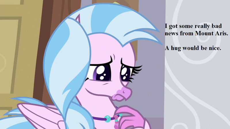 Size: 1280x720 | Tagged: bronybait, cute, derpibooru import, dialogue, diastreamies, edit, edited screencap, hug request, jewelry, necklace, sad, safe, screencap, silverstream, the hearth's warming club