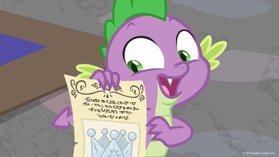 Size: 400x225 | Tagged: derpibooru import, dragon, male, safe, screencap, season 9, solo, sparkle's seven, spike, spoiler:s09, winged spike, written equestrian