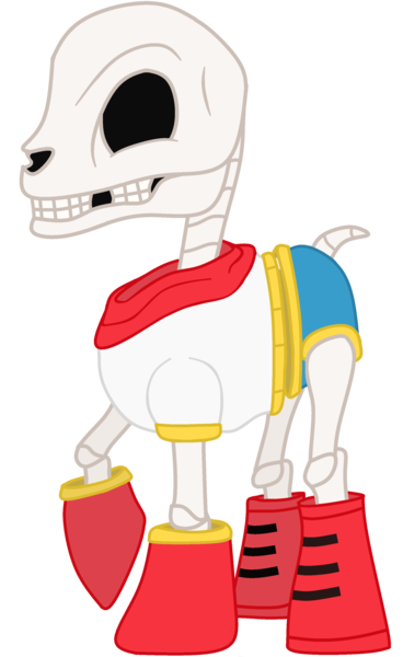 Size: 1900x3100 | Tagged: safe, artist:maxter-advance, derpibooru import, ponified, pony, skeleton pony, bone, boots, clothes, crossover, papyrus (undertale), scarf, shoes, skeleton, skull, solo, undertale