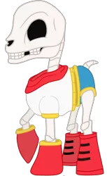 Size: 1900x3100 | Tagged: safe, artist:maxter-advance, derpibooru import, ponified, pony, skeleton pony, bone, boots, clothes, crossover, papyrus (undertale), scarf, shoes, skeleton, skull, solo, undertale