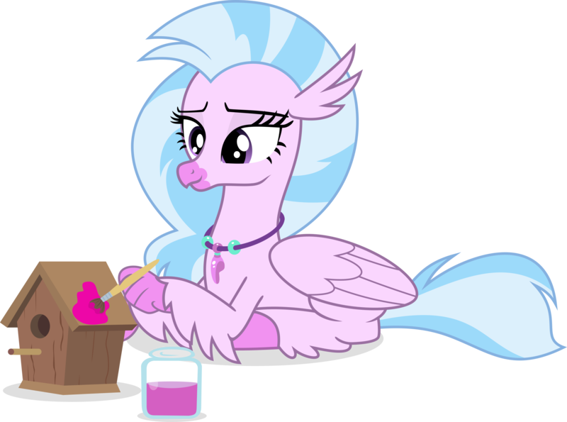 Size: 3000x2230 | Tagged: artist:jp, bird house, brush, derpibooru import, hippogriff, paint, safe, silverstream, simple background, solo, spoiler:interseason shorts, svg, .svg available, teacher of the month (episode), transparent background, vector