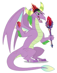 Size: 797x1024 | Tagged: 1000 hours in paint.net, bloodstone scepter, derpibooru import, dragon, dragon crown, dragon lord, edit, gaius (dragon), palette swap, recolor, safe, simple background, solo, spike, transparent background, vector, vector edit, winged spike, wings
