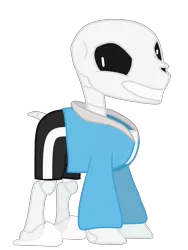 Size: 1500x2000 | Tagged: safe, artist:maxter-advance, derpibooru import, ponified, pony, skeleton pony, bone, clothes, deltarune, grin, hoodie, jacket, looking at you, male, sans (undertale), shorts, simple background, skeleton, skull, slippers, smiling, solo, stallion, transparent background, undertale