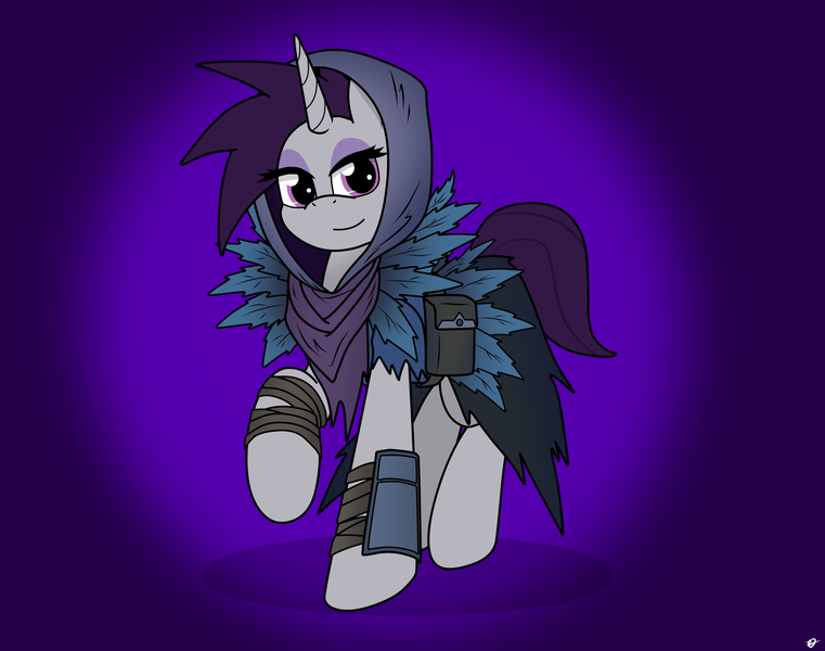 Size: 3234x2550 | Tagged: safe, artist:takaneko13, derpibooru import, oc, oc:lennon black, unofficial characters only, pony, unicorn, clothes, costume, cute, fortnite, hoodie, male, raven (fortnite), solo, stallion