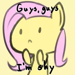 Size: 500x500 | Tagged: safe, artist:sepent, derpibooru import, part of a set, fluttershy, pony, :<, captain obvious, cute, dot eyes, shaped like itself, shyabetes, simple background, solo, truth, yellow background