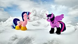 Size: 2048x1152 | Tagged: safe, artist:hihin1993, derpibooru import, starlight glimmer, twilight sparkle, twilight sparkle (alicorn), alicorn, pony, irl, japan, photo, plushie, snow