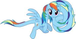 Size: 5771x3000 | Tagged: safe, artist:sollace, derpibooru import, rainbow dash, pegasus, pony, .svg available, are you frustrated?, flying, i can't believe it's not badumsquish, impossibly long neck, long neck, long pony, looking at you, meme, necc, not salmon, solo, species swap, vector, wat