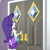 Size: 800x800 | Tagged: safe, derpibooru import, screencap, rarity, equestria girls, equestria girls series, fomo, spoiler:eqg series (season 2), animated, armpits, arms in the air, clothes, cropped, door, dress, female, geode of shielding, gif, hands in the air, image, magical geodes, marshmelodrama, purse, rarity being rarity, rarity peplum dress, sleeveless, sleeveless dress, swoon