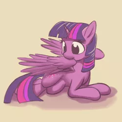 Size: 2500x2500 | Tagged: safe, artist:cyonixcymatro, derpibooru import, twilight sparkle, twilight sparkle (alicorn), alicorn, pony, cute, female, grooming, high res, mare, preening, simple background, solo, twiabetes