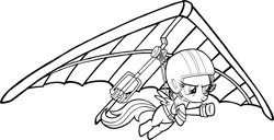 Size: 7878x4020 | Tagged: absurd resolution, artist:tygerbug, color me, derpibooru import, hang glider, hang gliding, lineart, safe, scootaloo, scootaloo can't fly