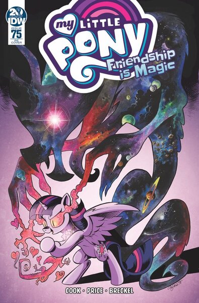 Size: 516x783 | Tagged: safe, artist:andypriceart, derpibooru import, idw, cosmos (character), discord, twilight sparkle, twilight sparkle (alicorn), alicorn, pony, spoiler:comic, spoiler:comic75, cover, female, mare, official comic, possessed