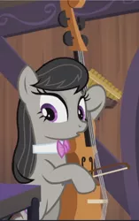 Size: 592x942 | Tagged: safe, derpibooru import, screencap, octavia melody, pony, slice of life (episode), bipedal, cello, cropped, listening, musical instrument, playing instrument, solo