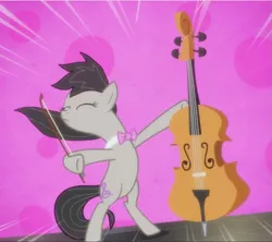 Size: 1057x940 | Tagged: safe, derpibooru import, screencap, octavia melody, pony, slice of life (episode), bipedal, cello, cropped, eyes closed, musical instrument, solo, windswept mane