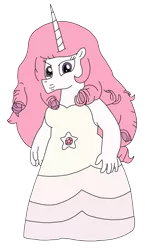 Size: 1829x3150 | Tagged: alternate hairstyle, anthro, artist:supahdonarudo, clothes, derpibooru import, dress, pink mane, pink-mane celestia, princess celestia, rose quartz (steven universe), safe, simple background, steven universe, transparent background