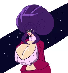 Size: 1296x1400 | Tagged: suggestive, artist:annon, derpibooru import, rosette nebula, human, equestria girls, equestria girls series, twilight under the stars, spoiler:eqg series (season 2), absolute cleavage, big breasts, bimbo, bimboification, breasts, busty rosette nebula, cleavage, eyeshadow, female, glasses, hair bun, huge breasts, humanized, impossibly large breasts, lipstick, makeup, sexy, solo, solo female, stupid sexy rosette nebula