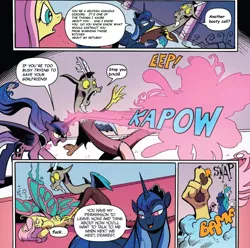 Size: 809x802 | Tagged: abuse, bamf, butterfly, butterfly pony, butterfly wings, comic, cosmos (character), derpibooru import, discord, edit, edited photo, fluttershy, hybrid, idw, parody, possessed, princess luna, safe, spoiler:comic, spoiler:comic75, swearing, swearyshy, transformation, vulgar, wings