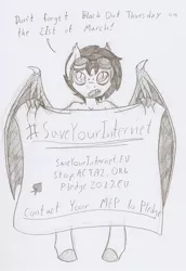 Size: 1031x1495 | Tagged: safe, artist:ravenpuff, deleted from derpibooru, derpibooru import, oc, unofficial characters only, pony, #saveyourinternet, article 13, politics, solo, traditional art