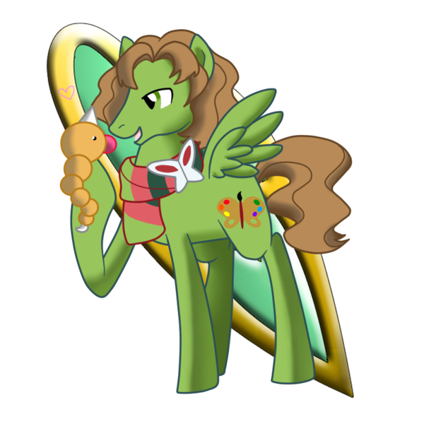 Size: 800x800 | Tagged: safe, artist:perfectpinkwater, derpibooru import, ponified, pegasus, pony, weedle, burgh, clothes, crossover, heart, male, pokémon, scarf, stallion