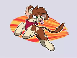 Size: 2000x1500 | Tagged: safe, artist:heir-of-rick, derpibooru import, arizona cow, cow, them's fightin' herds, bandana, cloven hooves, community related, female, smiling, solo, tongue out