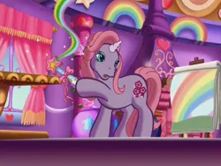 Size: 640x480 | Tagged: annoyed, cheerilee (g3), derpibooru import, g3, magic wand, rainbow, safe, screencap, the runaway rainbow, wand