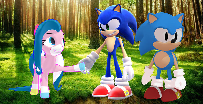 Size: 1024x526 | Tagged: safe, artist:inklingsfan144, derpibooru import, ponified, pony, 3d, classic sonic, crossover, lego, mmd, sonic the hedgehog, sonic the hedgehog (series), the lego movie, unikitty