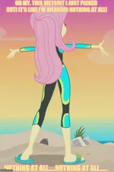 Size: 500x754 | Tagged: suggestive, derpibooru import, fluttershy, aww... baby turtles, equestria girls, equestria girls series, ass, butt, caption, clothes, feels like i'm wearing nothing at all, feet, flip-flops, image macro, meme, nothing at all, sandals, stupid sexy fluttershy, swimsuit, text, the simpsons, wetsuit